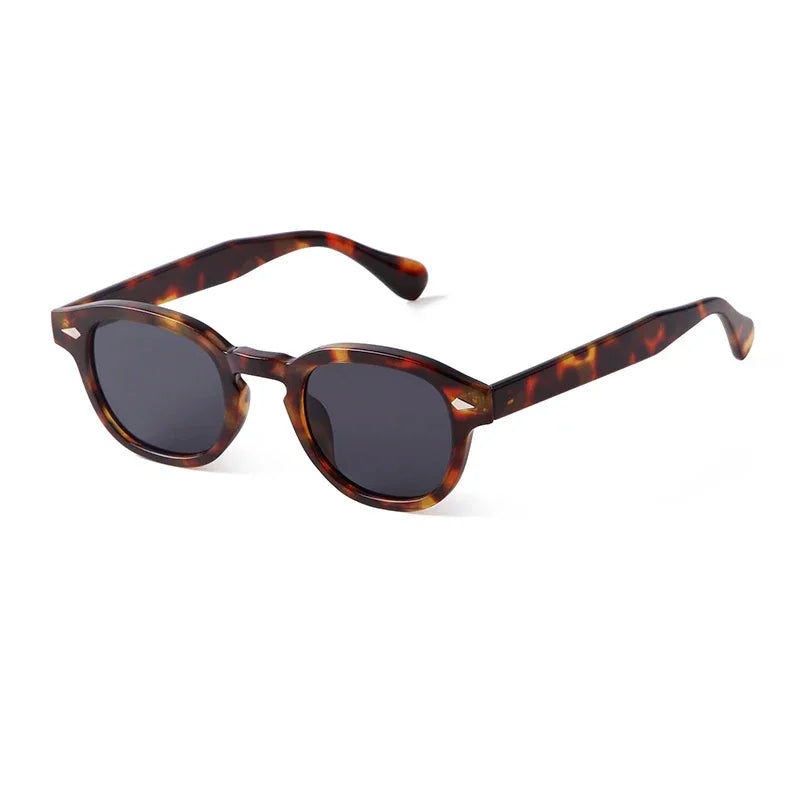 Fashion Transparent Blue Round Sunglasses Women Men 2024 Retro Rivet Tortoise Small Square Sun Glasses UV400 Lunettes De Soleil