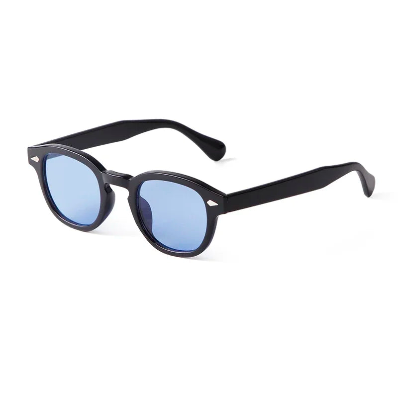 Fashion Transparent Blue Round Sunglasses Women Men 2024 Retro Rivet Tortoise Small Square Sun Glasses UV400 Lunettes De Soleil