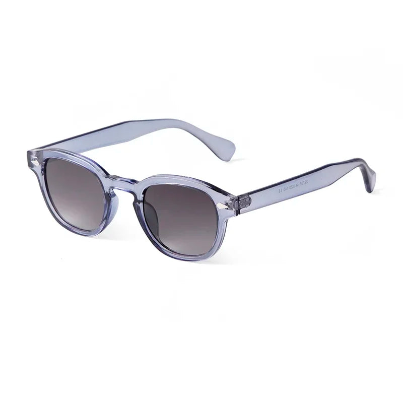 Fashion Transparent Blue Round Sunglasses Women Men 2024 Retro Rivet Tortoise Small Square Sun Glasses UV400 Lunettes De Soleil