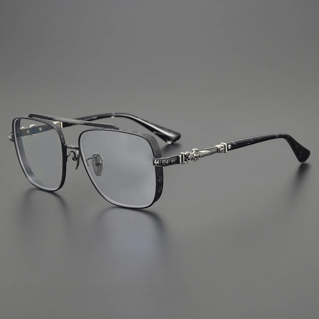 Men's Pilot Fashion Square Glasses Frame Titanium Luxury Women Optical Prescription Multifocal High Quality Myopia Glasses