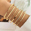 6Pcs/Set New Simple Gold Color Multilayer Bracelets Set For Women Fashion Twist Smooth Surface Bangle Jewelry Party Gift