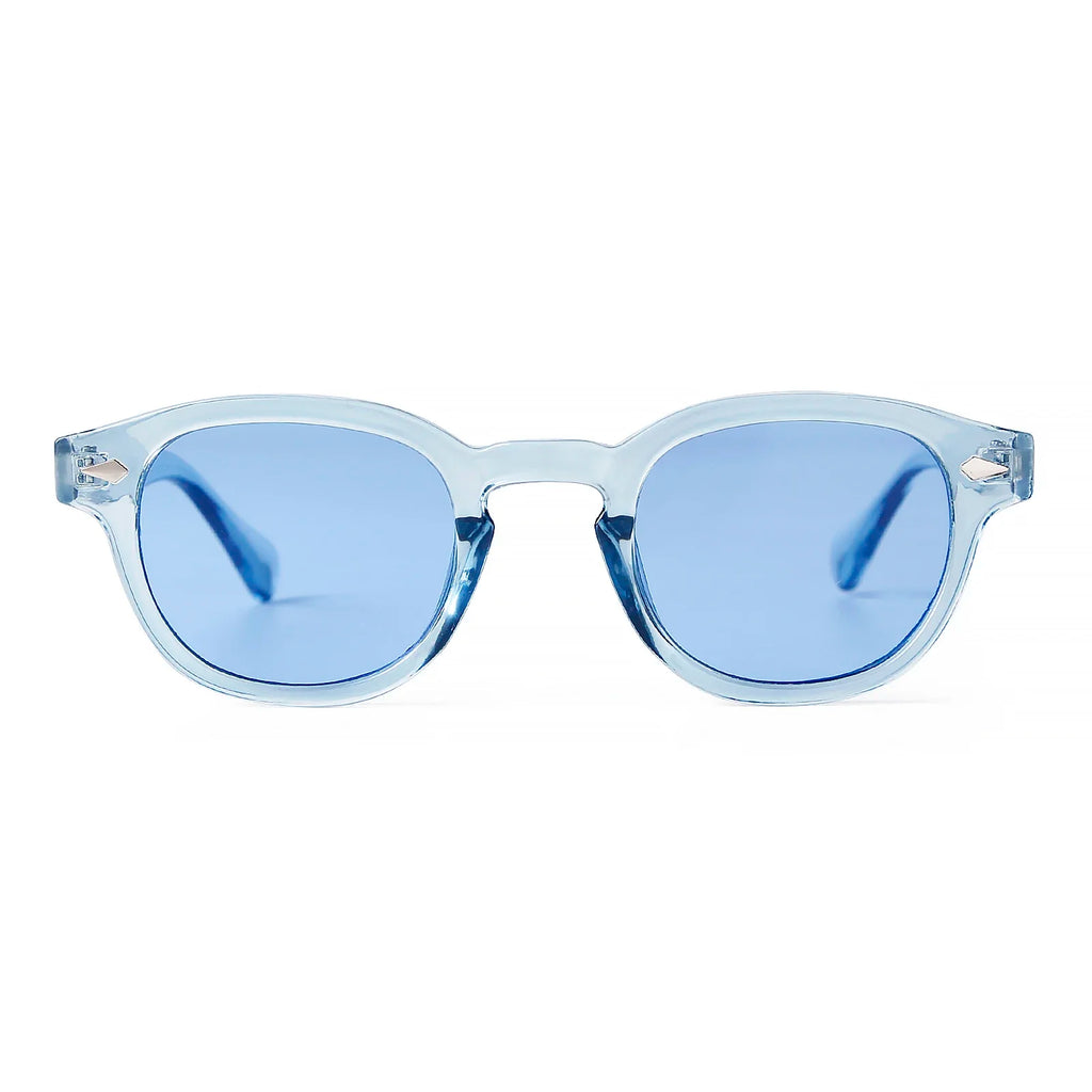 Fashion Transparent Blue Round Sunglasses Women Men 2024 Retro Rivet Tortoise Small Square Sun Glasses UV400 Lunettes De Soleil