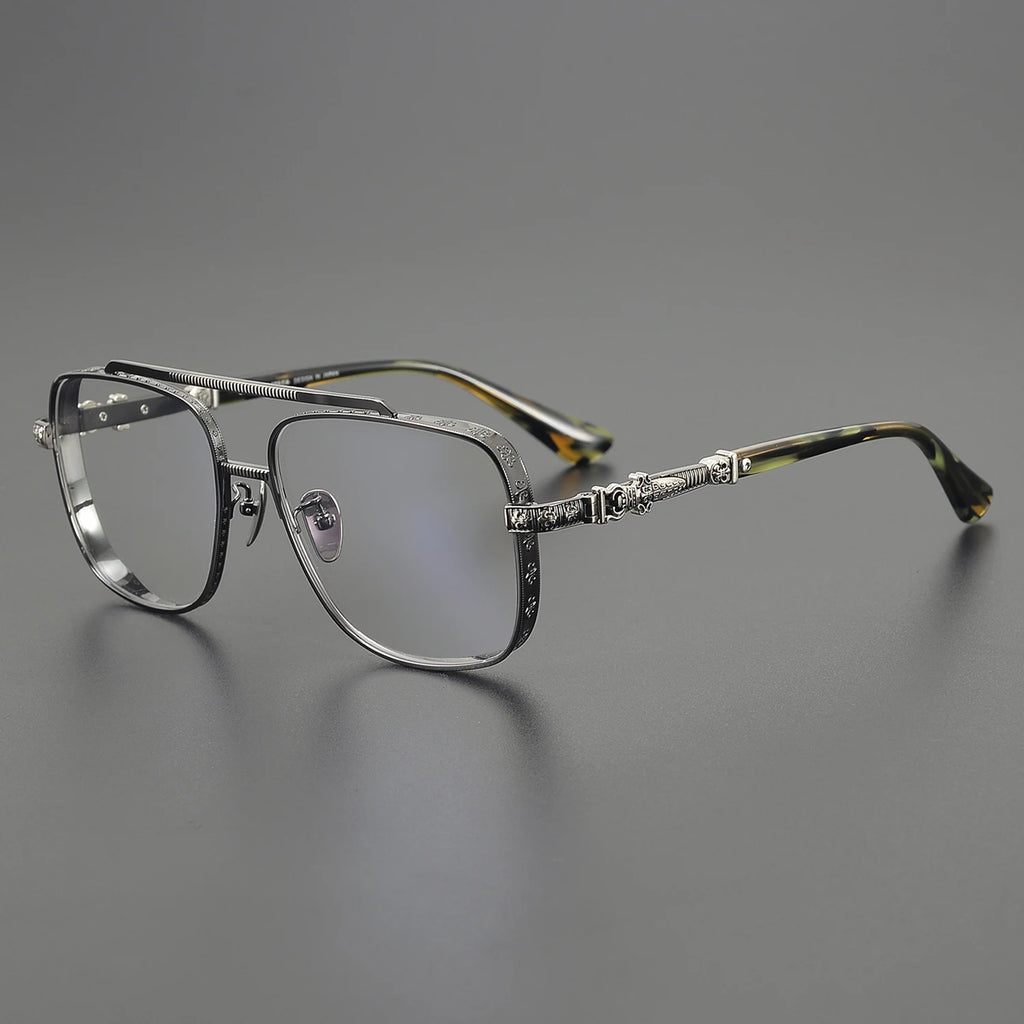 Men's Pilot Fashion Square Glasses Frame Titanium Luxury Women Optical Prescription Multifocal High Quality Myopia Glasses