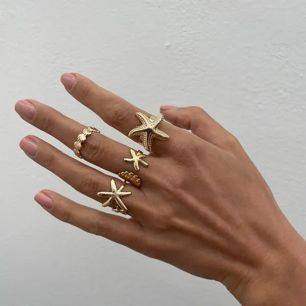30Pcs Vintage Gold Color Zircon Heart Butterfly Hollow Chain Ring Set Boho Simulated Pearl Geometric Rings For Women Jewelry
