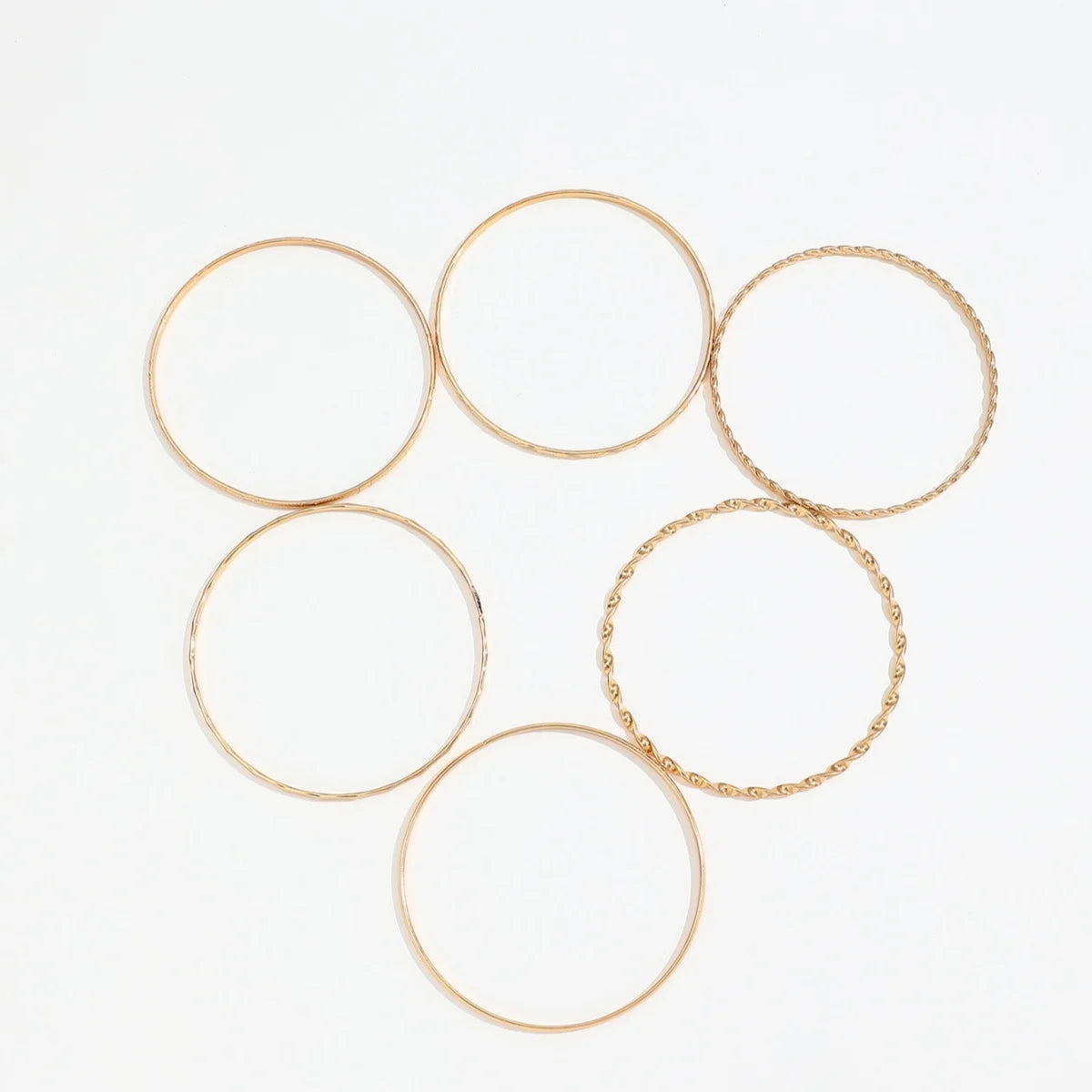 6Pcs/Set New Simple Gold Color Multilayer Bracelets Set For Women Fashion Twist Smooth Surface Bangle Jewelry Party Gift
