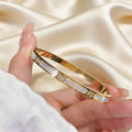 Luxury Gold Plated Stainless Steel Bangle Bracelet for Women Fashion Jewelry Accessory Mother's Day Gift ﻿